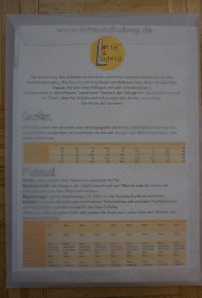 Lotte und Ludwig Papierschnittmuster Traumanzug Kids